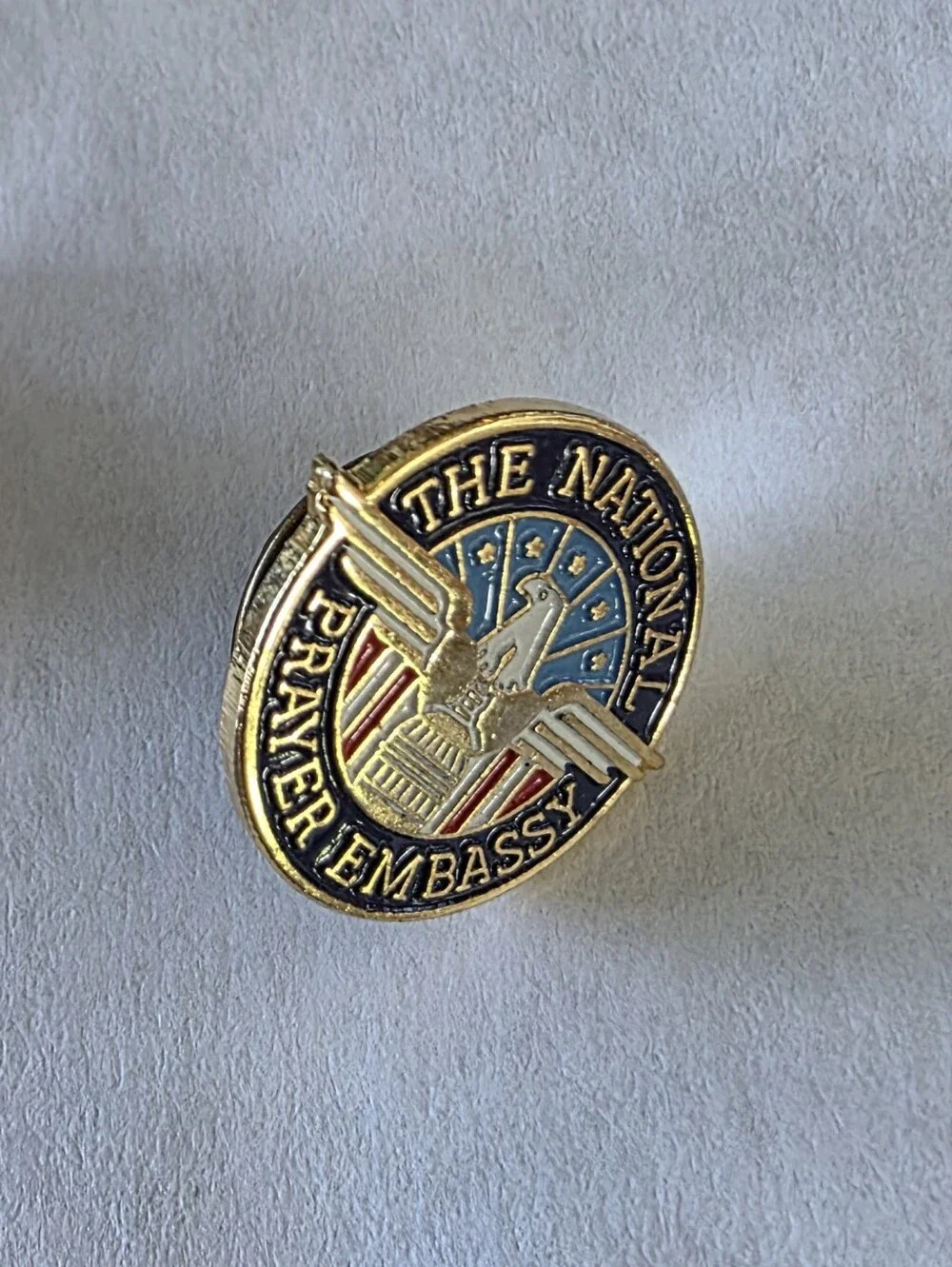 2 Vintage National Prayer Embassy Eagle Enamel Lapel Pins Set of 2